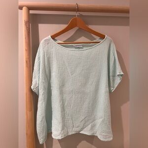 Bryn Walker cotton gauze coastal light blue top blouse shirt large